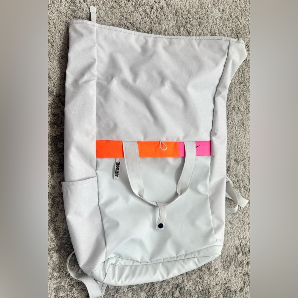 Nike Roll Top Backpack White Neon Just Do It Bag - Picture 6 of 11